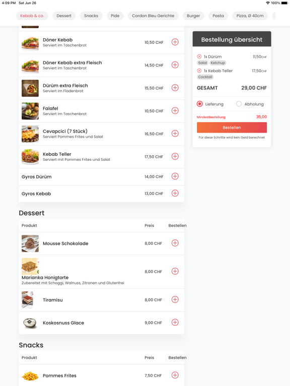 Ảnh chụp màn hình của La Piazza iPad 
