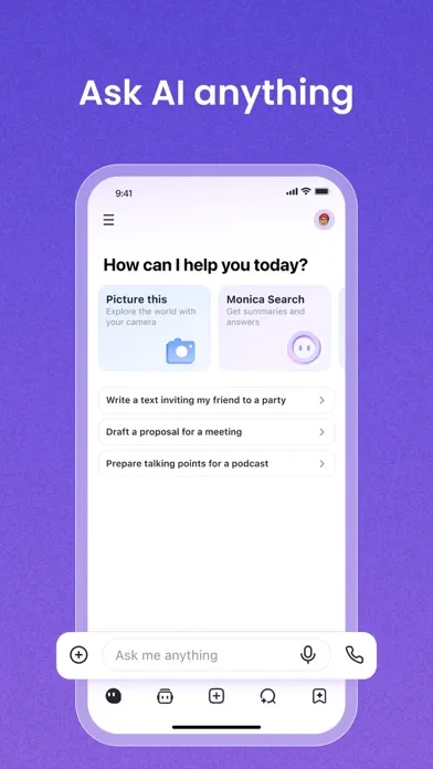 Monica AI: Chat, Create & Read سکرین شاٹس