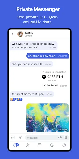 Capturas de tela do Status: Crypto Wallet, Messeng