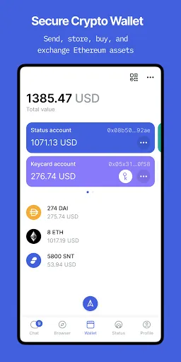Capturas de tela do Status: Crypto Wallet, Messeng
