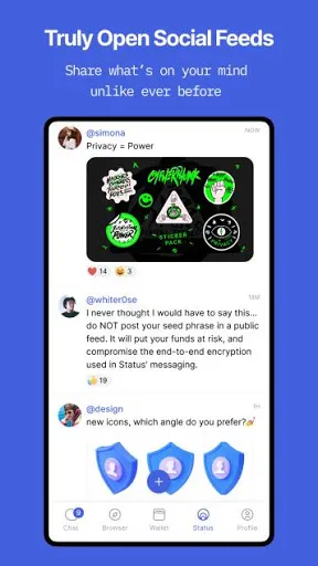 Capturas de tela do Status: Crypto Wallet, Messeng