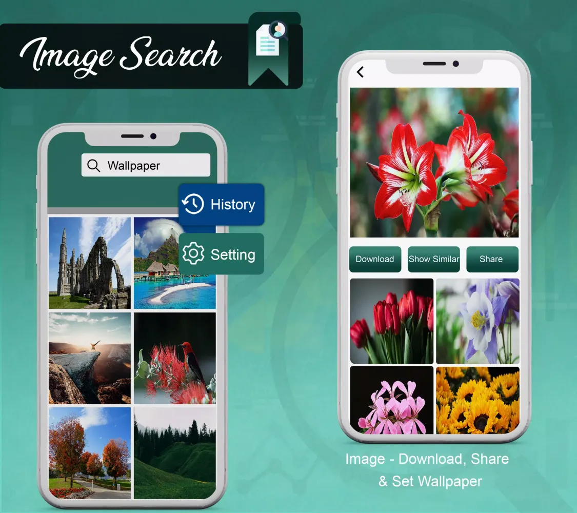 Capturas de tela do Image Search