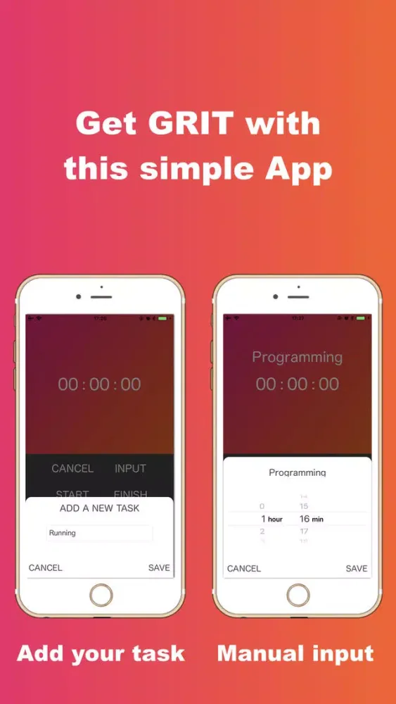Tangkapan skrin GRIT TIMER - Commit timer