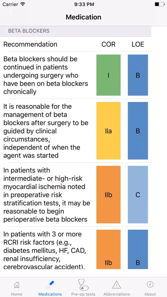ภาพหน้าจอของ PreOp Cardiac Eval