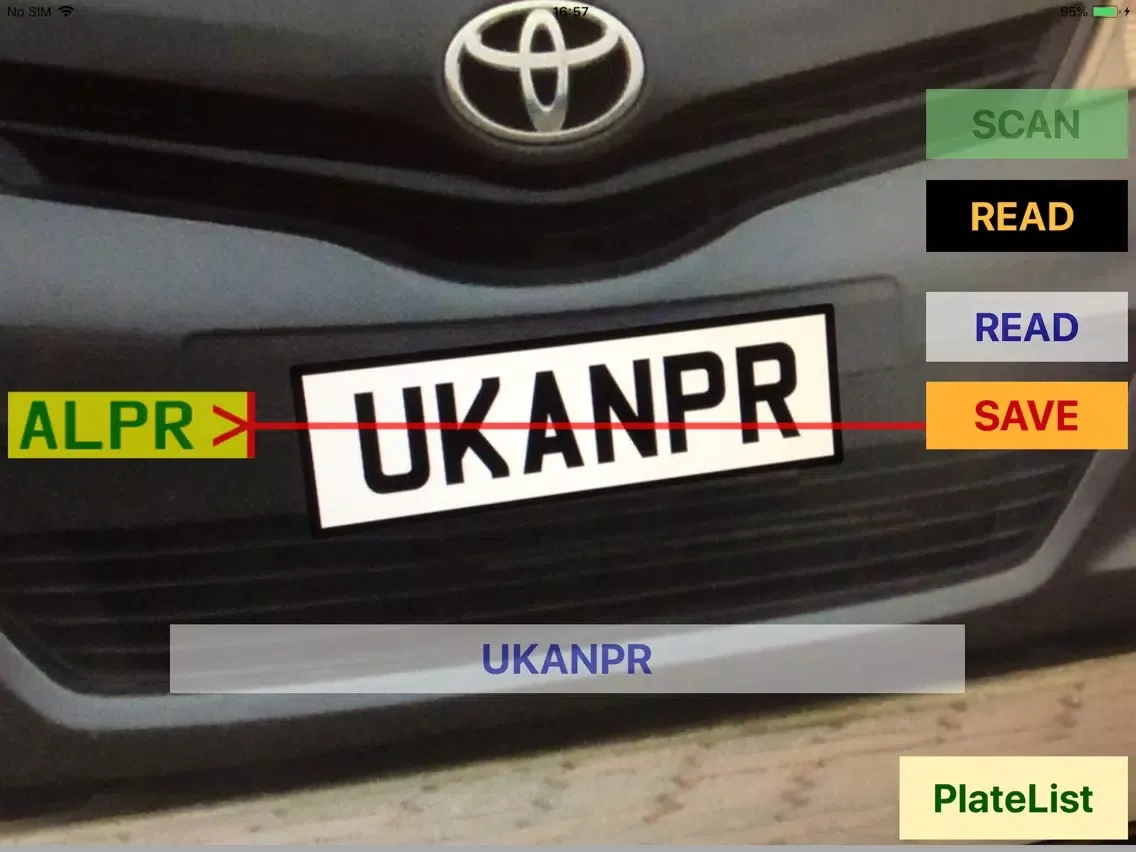 Tangkapan layar UK ANPR iPad 