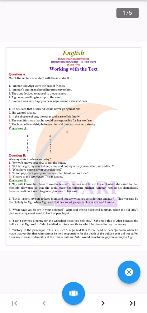 Capturas de pantalla de Class 6 English Guide 2024-25