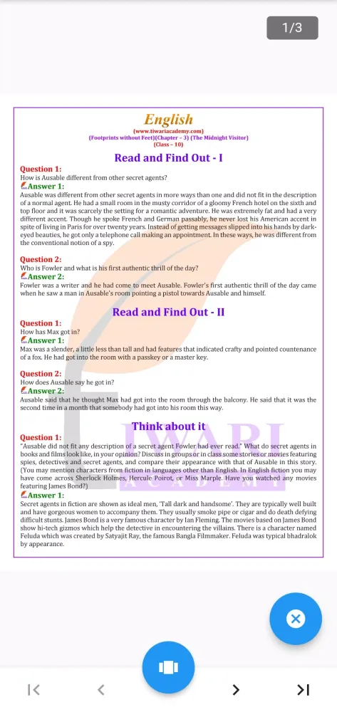 Tangkapan layar Class 10 English for 2024-25