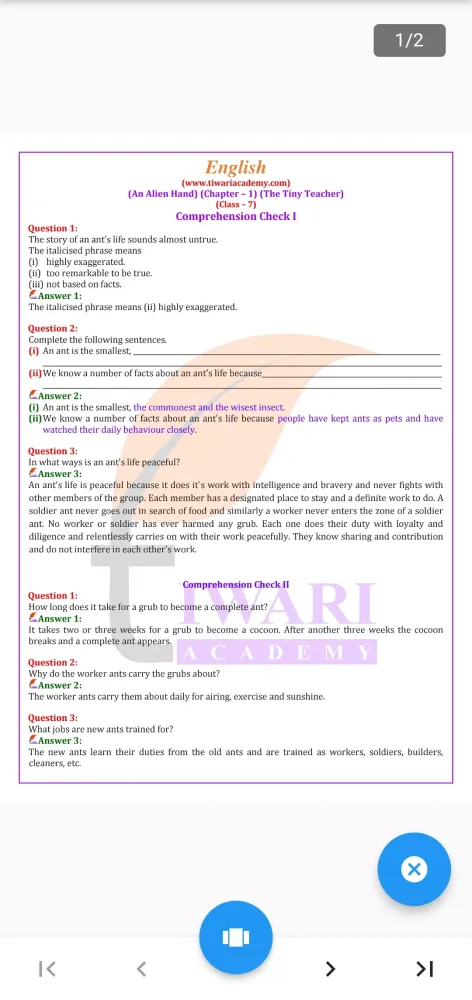 Zrzuty ekranu Class 7 English Guide 2024-25