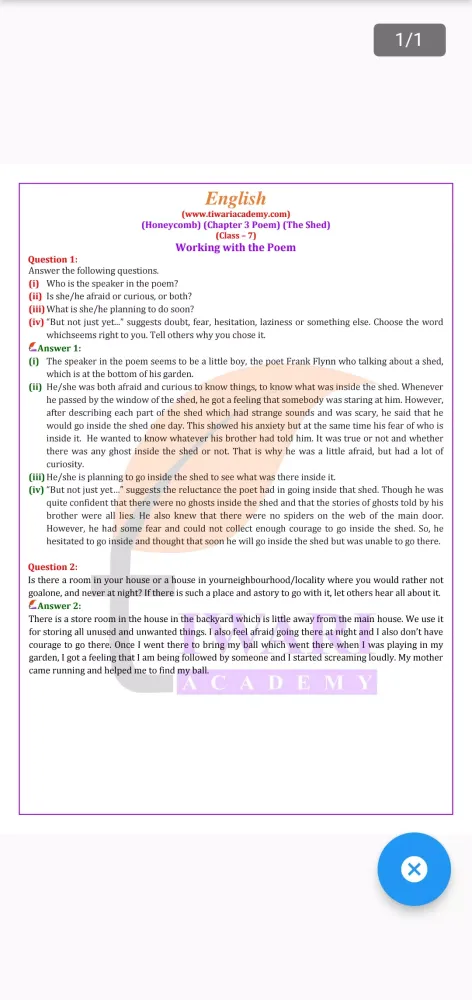 Zrzuty ekranu Class 7 English Guide 2024-25