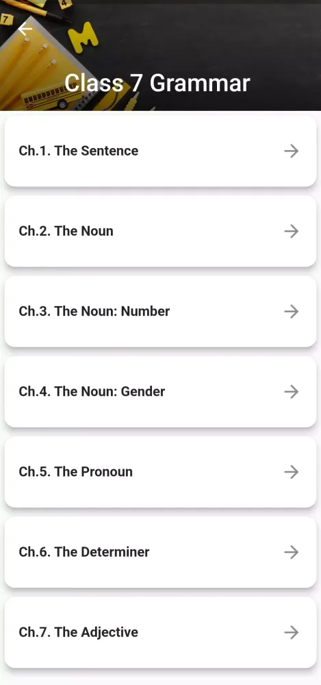 Captures d'écran de Class 7 English Grammar Book