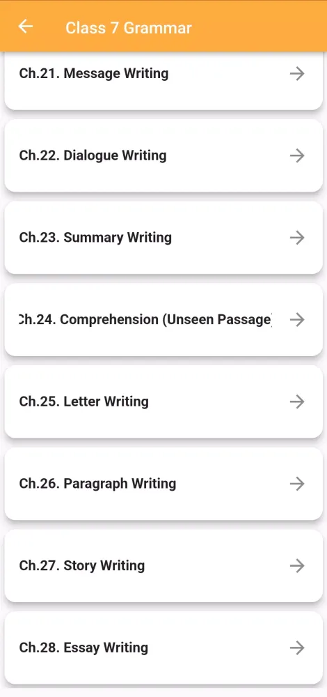 Captures d'écran de Class 7 English Grammar Book
