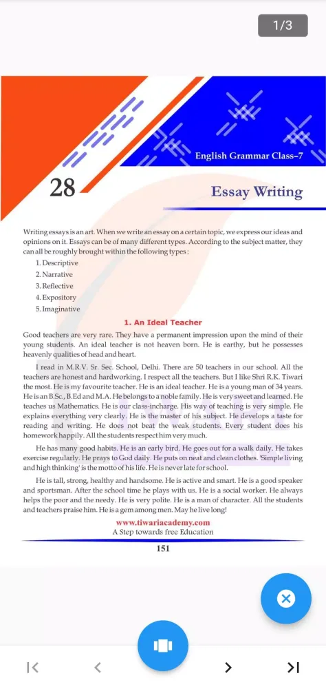 Captures d'écran de Class 7 English Grammar Book