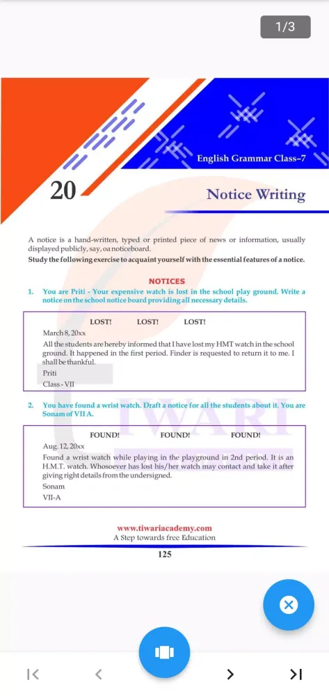 Captures d'écran de Class 7 English Grammar Book