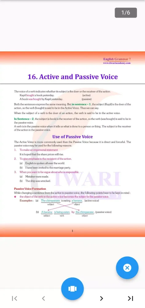 Captures d'écran de Class 7 English Grammar Book
