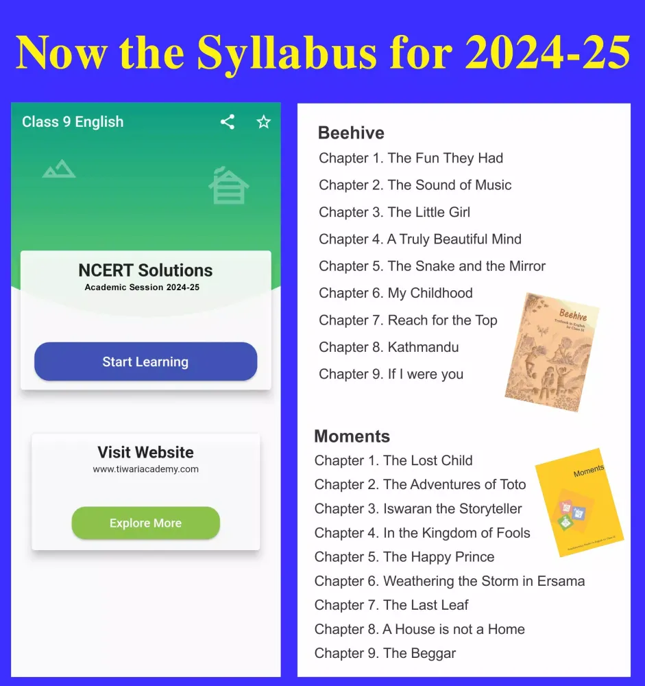 Tangkapan layar Class 9 English for 2024-25