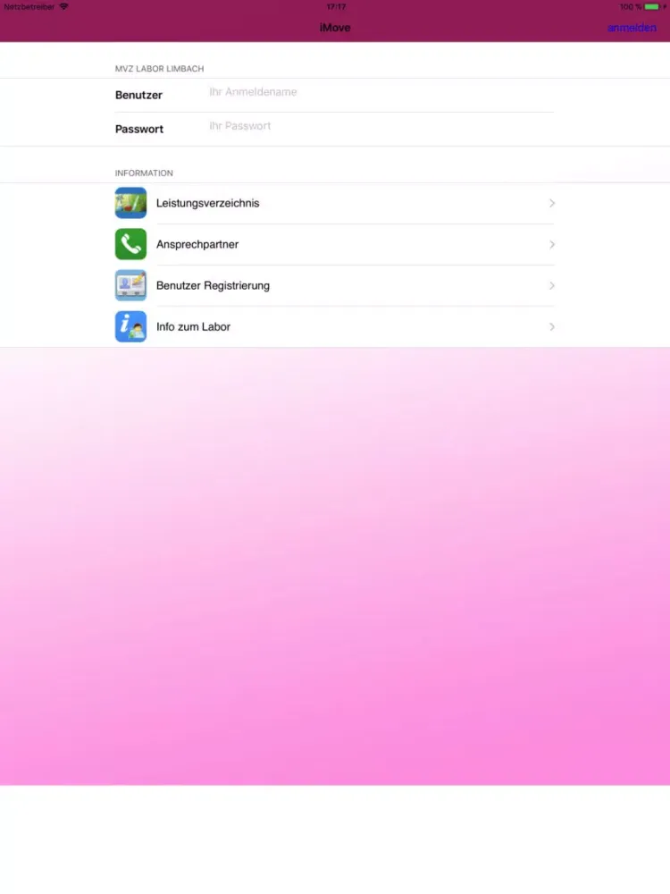 Tangkapan layar MVZ Labor Limbach iPad 
