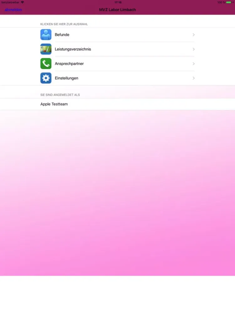 Tangkapan layar MVZ Labor Limbach iPad 