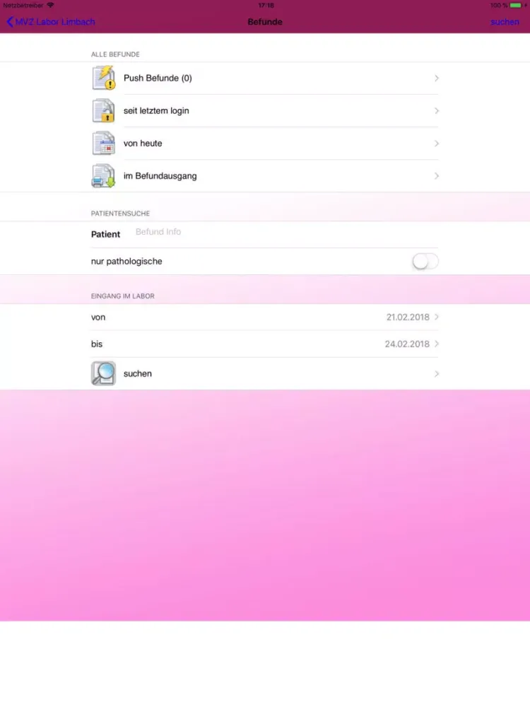 Tangkapan layar MVZ Labor Limbach iPad 