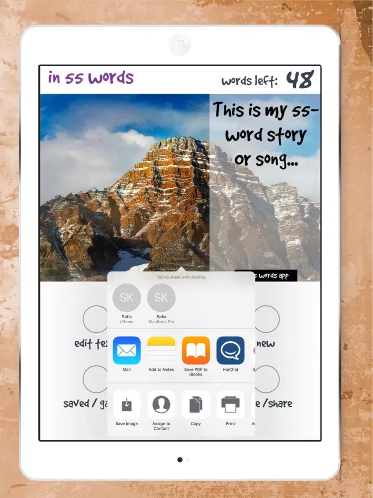 Tangkapan layar IN 55 WORDS FLASH FICTION iPad 