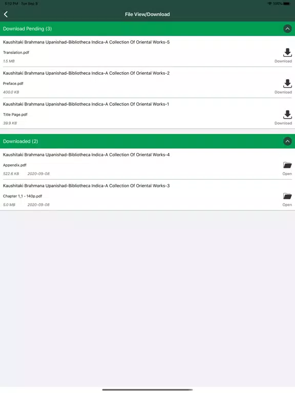 Ảnh chụp màn hình của National Digital Library India iPad 