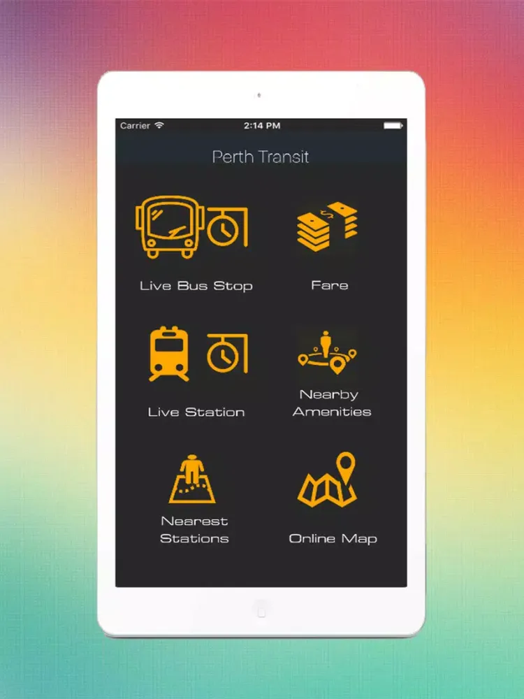 Tangkapan layar Perth Transit Planner iPad 