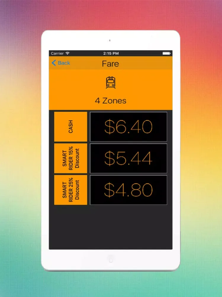 Tangkapan layar Perth Transit Planner iPad 