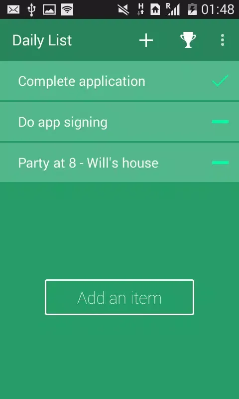 Daily List Screenshots