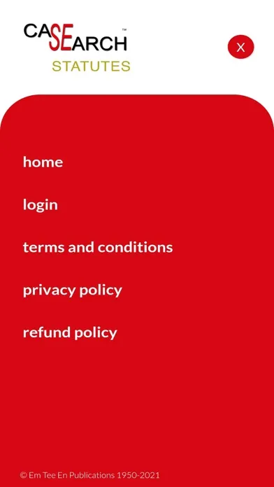 ภาพหน้าจอของ CaseSearch Statutes