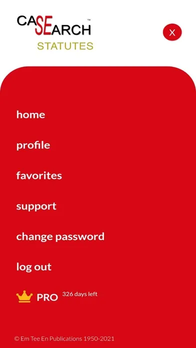 ภาพหน้าจอของ CaseSearch Statutes