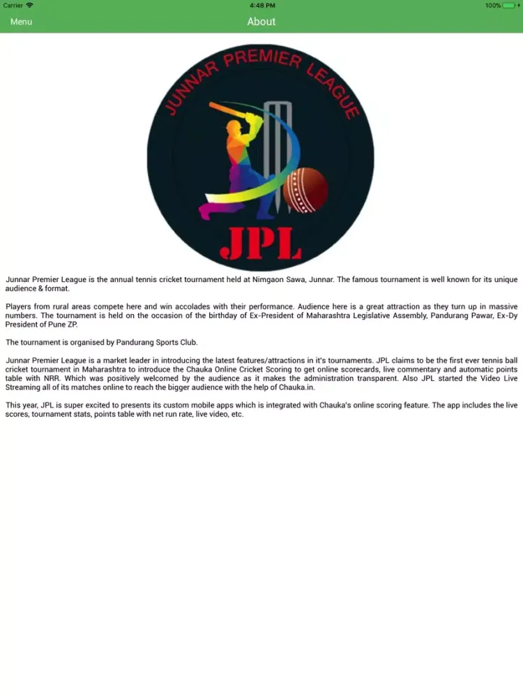 تصاویر Junnar Premier League - JPL iPad 
