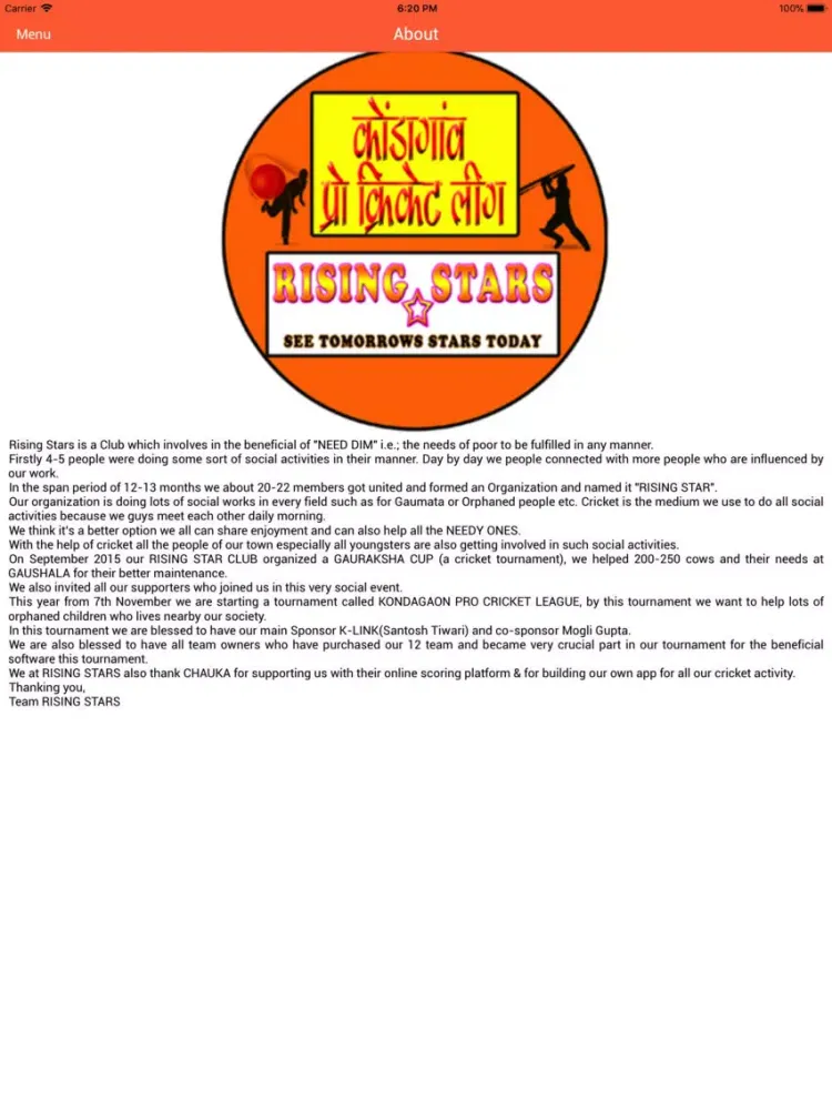 Kondagaon Pro Cricket League iPad 应用截图