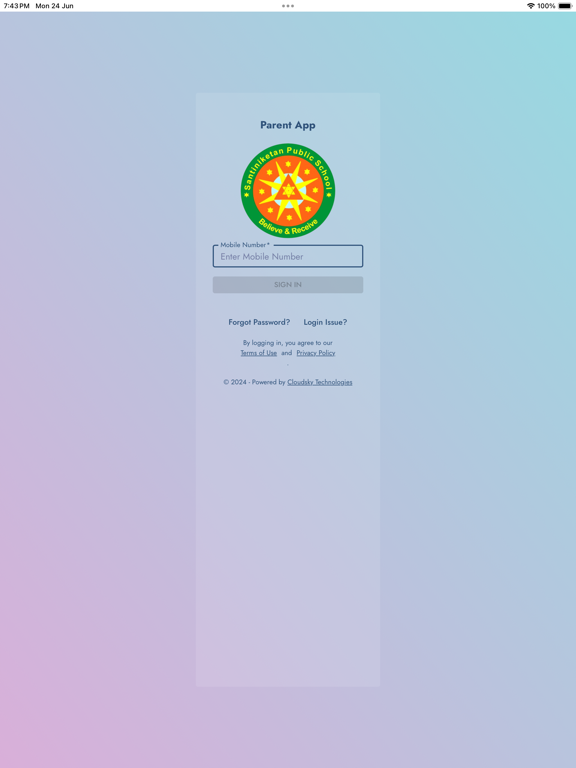 Tangkapan skrin Santiniketan Public School iPad 