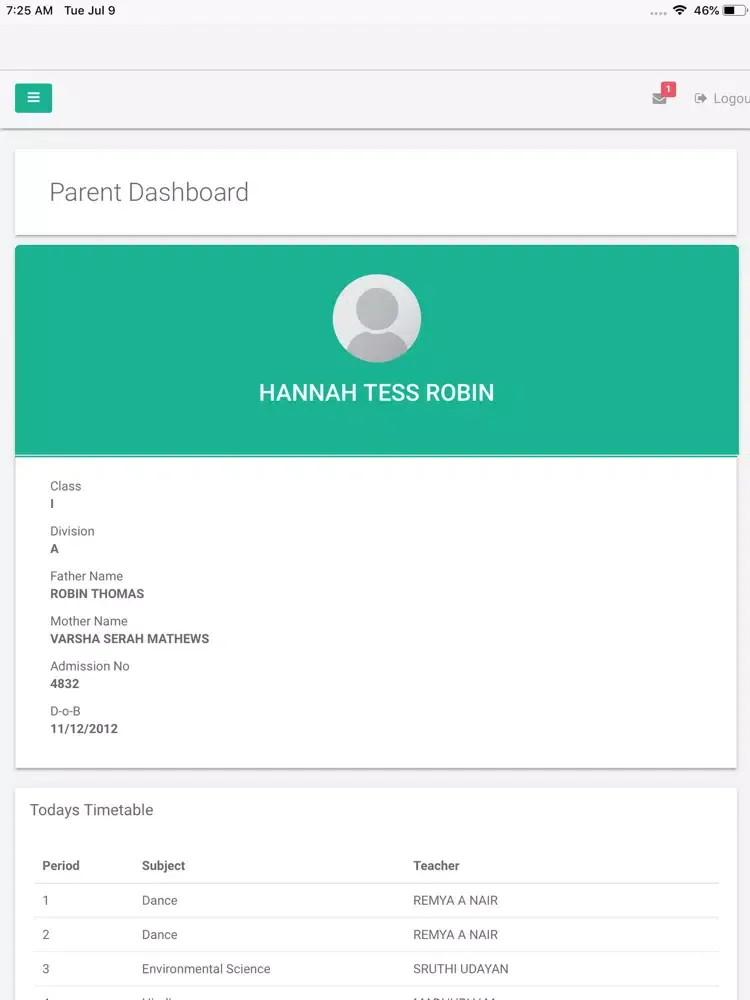 Zrzuty ekranu Jai Rani SABS Public School iPad 