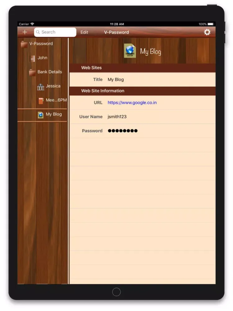 Captures d'écran de V-Password iPad 