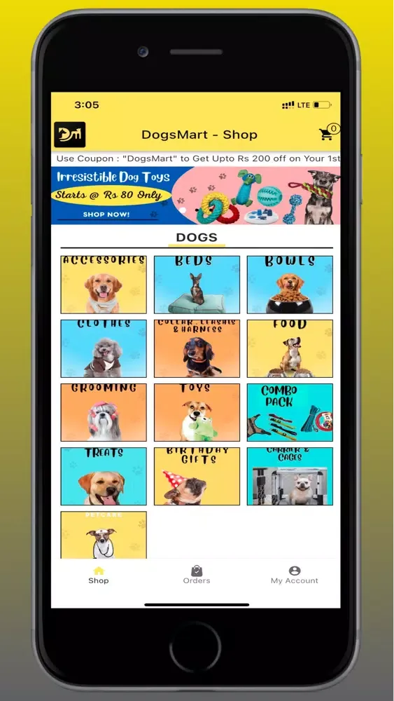 Tangkapan layar DogsMart: Online Pet Store.