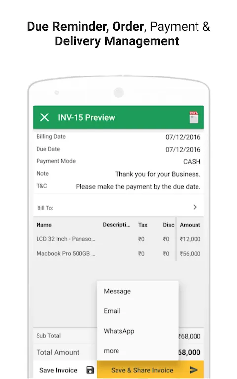 EveryBill Invoice Billing Estimate Screenshots