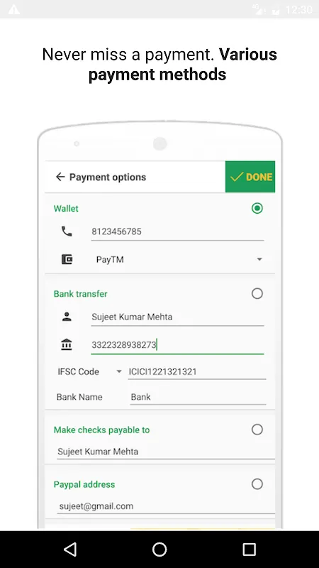 EveryBill Invoice Billing Estimate Screenshots