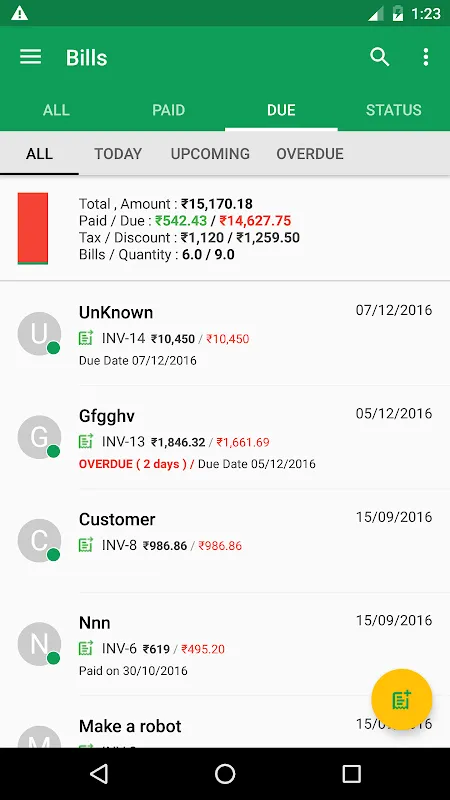 EveryBill Invoice Billing Estimate Screenshots