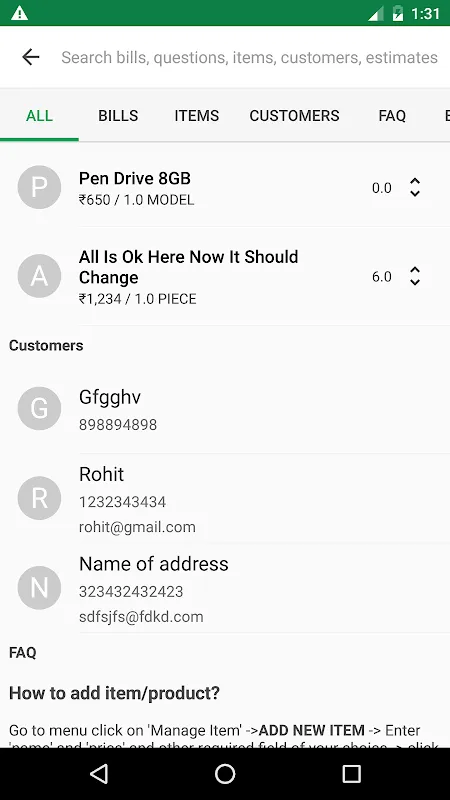 EveryBill Invoice Billing Estimate Screenshots
