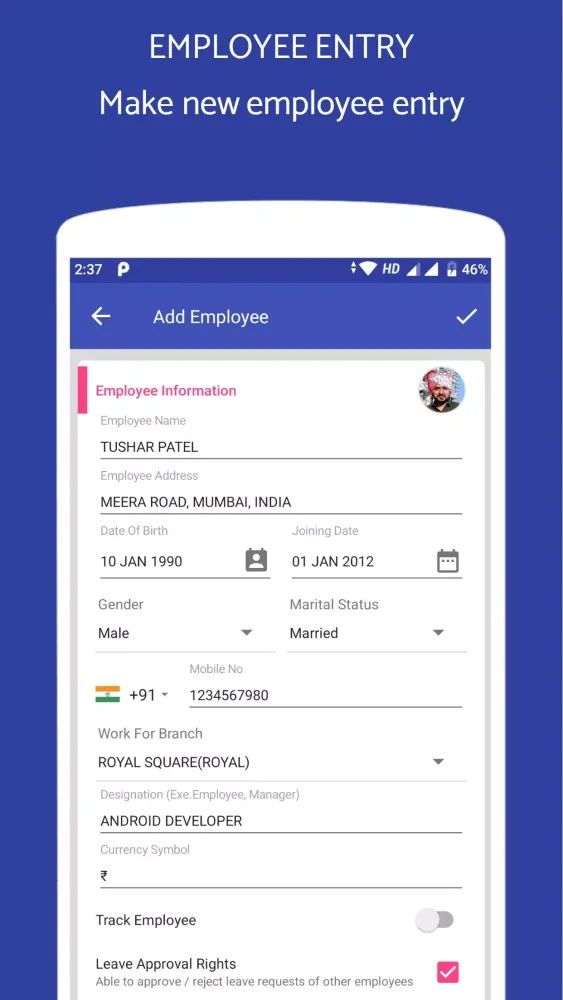 Tangkapan layar Employee Attendance App
