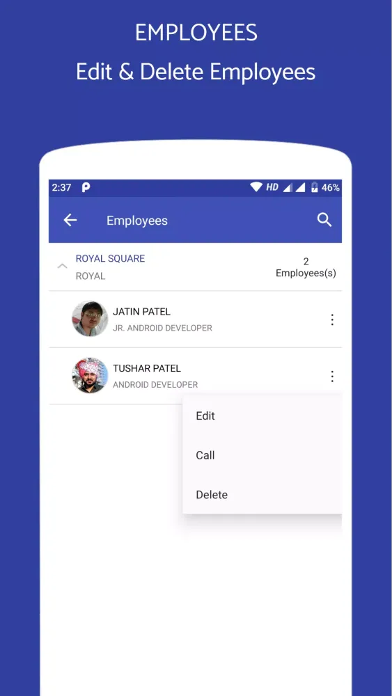 Tangkapan layar Employee Attendance App