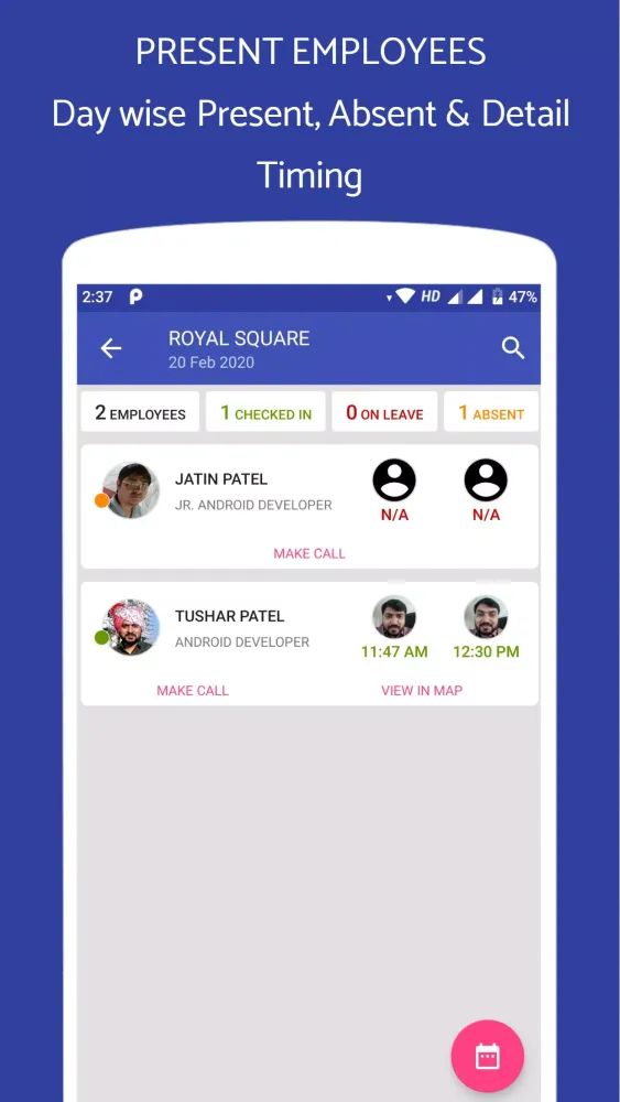 Tangkapan layar Employee Attendance App