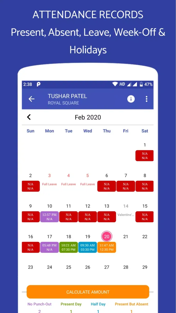 Tangkapan layar Employee Attendance App