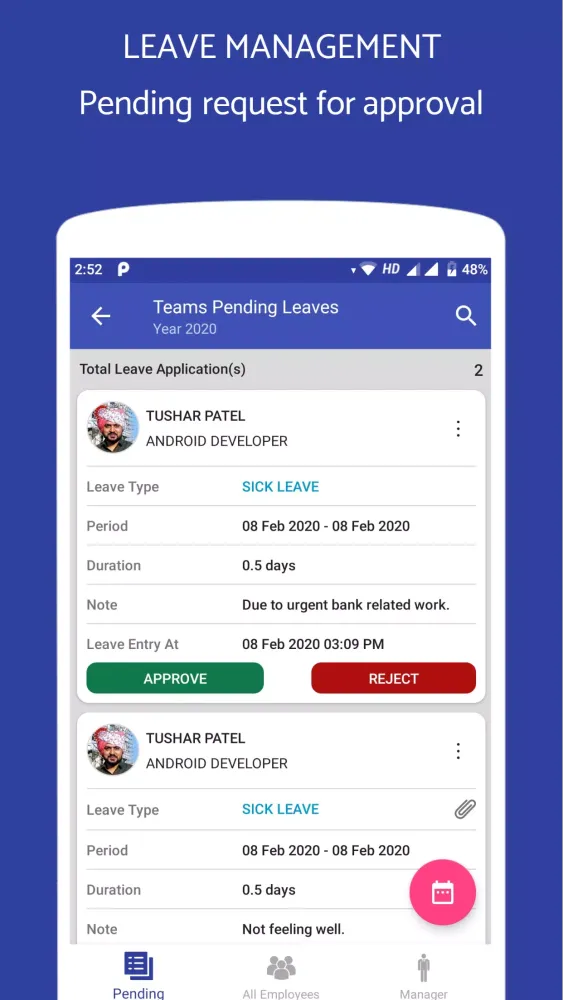 Tangkapan layar Employee Attendance App