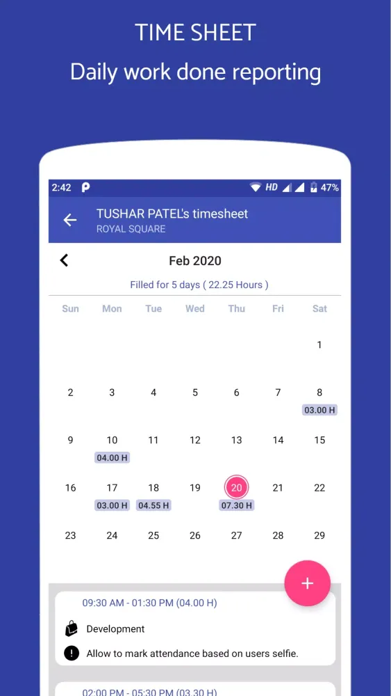 Tangkapan layar Employee Attendance App
