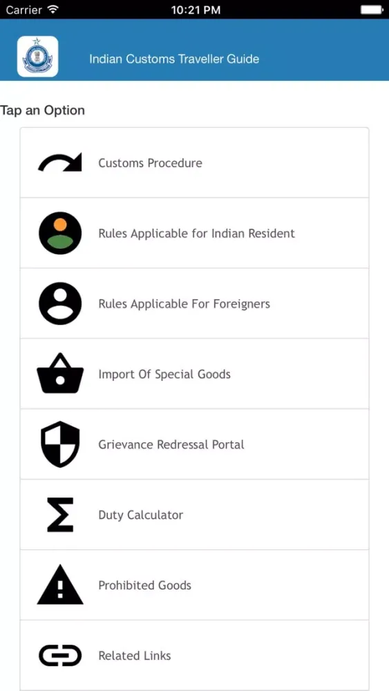 Screenshot di Indian Customs Traveller Guide