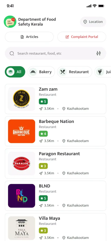 Eat-Right Kerala Screenshots