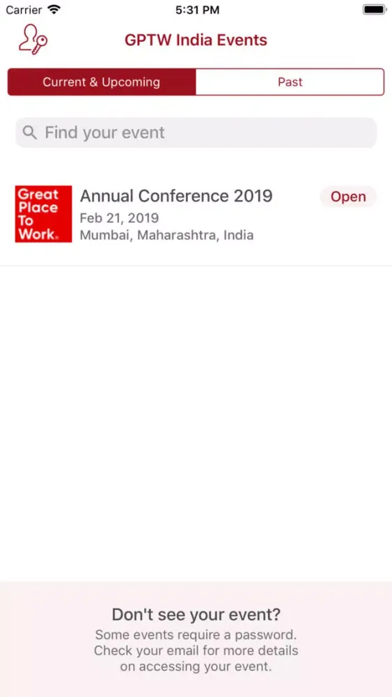 Zrzuty ekranu GPTW India Events
