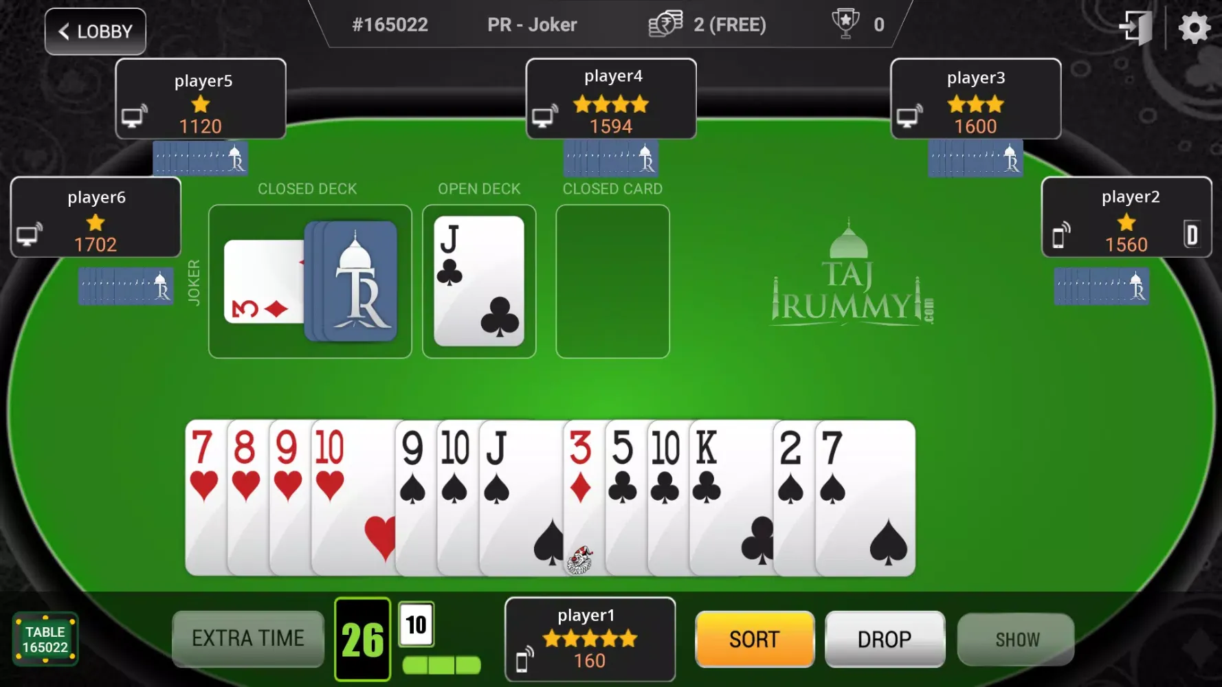 Zrzuty ekranu Taj Rummy