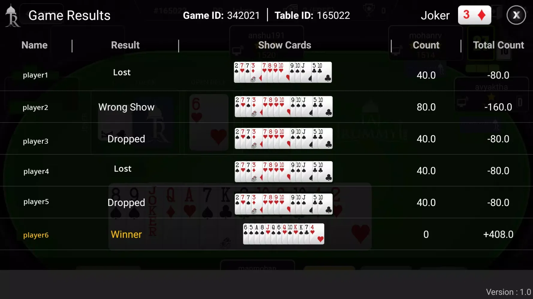 Zrzuty ekranu Taj Rummy